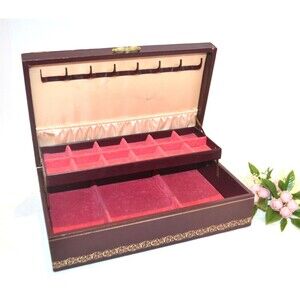 Vintage Jewelry Box Mele Mulberry Embossed